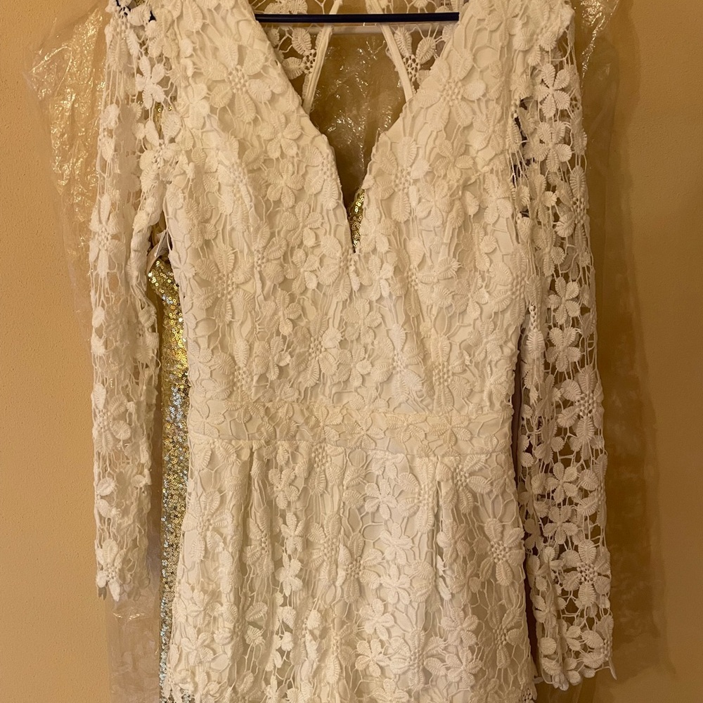 NWT white lace romper.